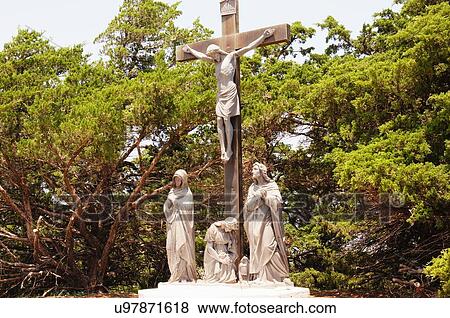 Stock Photo -  route 66 jesus cross canute ok crucifix mary. Fotosearch
