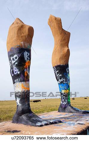 Stock Photography -  route 66 ozymandias sculpture stanley marsch tx. Fotosearch