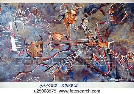 Stock Photography -  route 66 painting colour storm jazz hall fame. Fotosearch