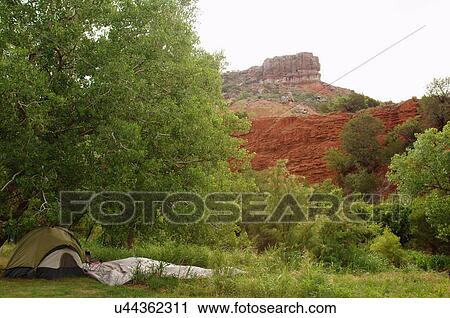 Stock Image -  route 66 palo duro canyon campground tent tx. Fotosearch