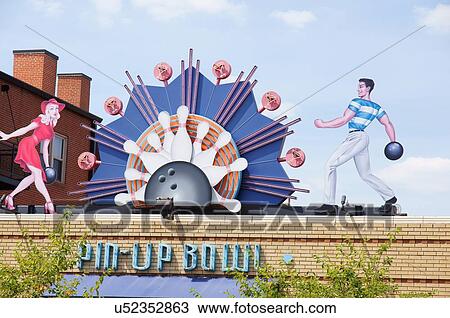 Stock Image -  route 66 pin up bowl pinup sign st louis mo. Fotosearch