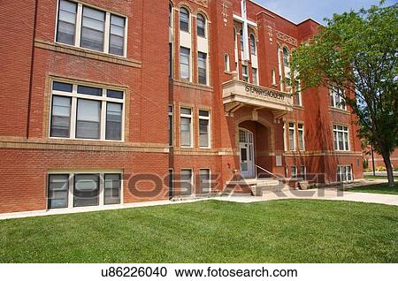 Stock Image -  route 66 saint st. st marys church academy tx. Fotosearch