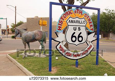 Stock Photography -  route 66 sign amarillo texas 6th street st sixth. Fotosearch