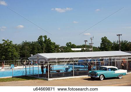 Stock Image -  route 66 swimming pool chandler ok city old 55. Fotosearch