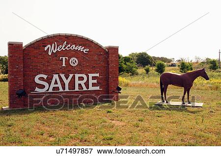 route 66 welcome sayre sign oklahoma ok historic View Large Photo Image Stock Photo - route 66 welcome sayre sign oklahoma ok historic. Fotosearch