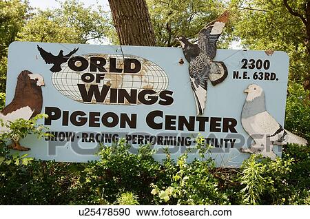 Stock Image -  route 66 world wings pigeon center sign oklahoma. Fotosearch