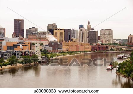 Stock Photo -  saint st. st paul minnesota mn skyline aerial. Fotosearch