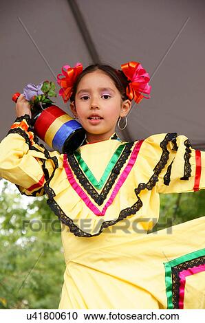 Stock Image -  santa fe nm child kid folklorico folklorica girl. Fotosearch