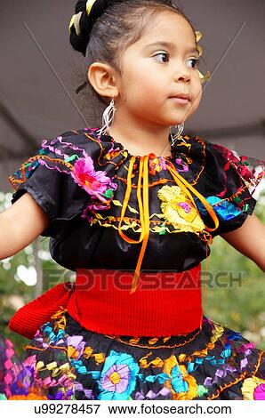 Stock Photo -  santa fe nm child kid folklorico folklorica girl. Fotosearch