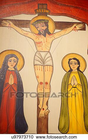 Stock Image -  santa fe nm jesus dies cross 12 stations. Fotosearch