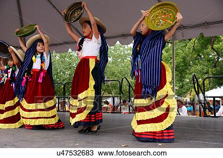 Stock Image -  santa fe nm latino hispanic young girls dancers. Fotosearch