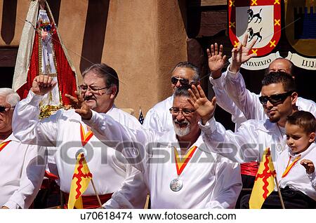 Picture -  santa fe nm men males parade senior citizens. Fotosearch