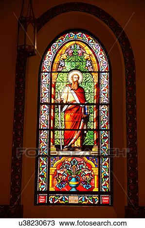 Stock Image -  santa fe nm stained glass window santuario de st. Fotosearch