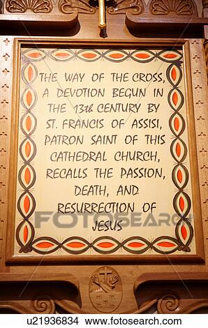 Picture -  santa fe nm stations cross jesus sign way latin. Fotosearch