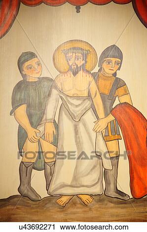 Stock Image -  santa fe nm stations cross jesus stripped 10. Fotosearch
