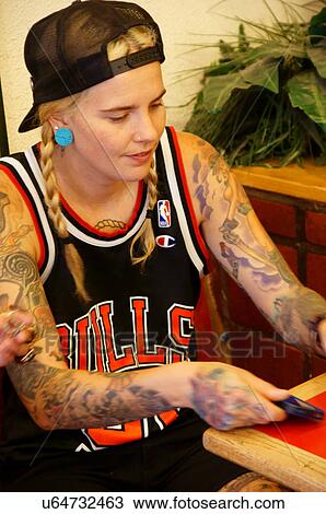 Stock Image -  santa fe nm teen teenager girl tatoos punk rebel. Fotosearch