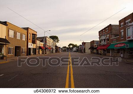Stock Image -  sauk city wisconsin wi downtown twilight morning. Fotosearch