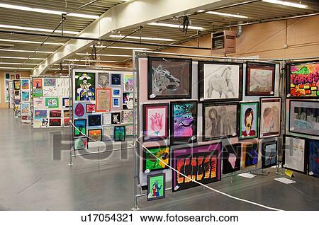 Stock Image -  school art display interior drawing paintings. Fotosearch