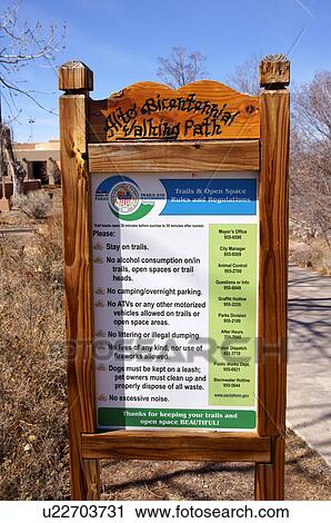 Stock Image -  sign alto walking park santa fe new mexico nm. Fotosearch