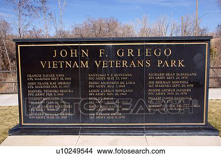 sign john f griego vietnam veterans park santa View Large Photo Image Picture - sign john f griego vietnam veterans park santa. Fotosearch