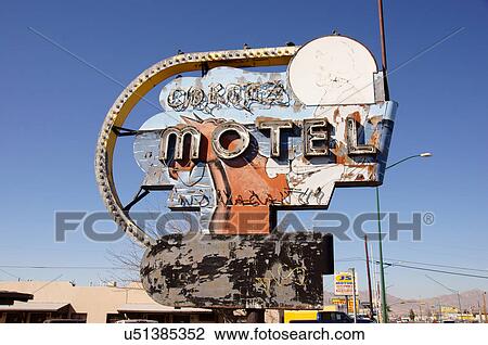 Stock Image -  sign motel el paso texas tx decay ruin destroy. Fotosearch