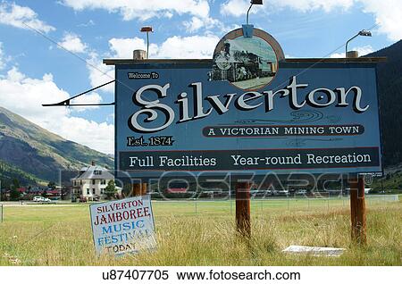 Stock Photography -  sign silverton colorado victorian mining town. Fotosearch