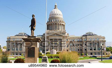 Stock Image -  state capitol building boise idaho id statue. Fotosearch