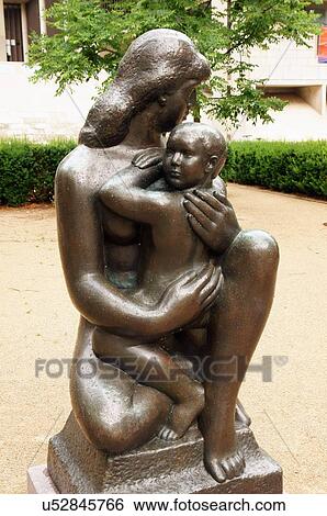 Stock Photograph -  statue mother child kid chazen museum art north. Fotosearch