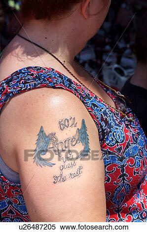 Stock Photography -  tatto woman female closeup art angel with you. Fotosearch
