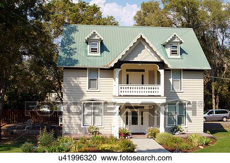 Stock Image -  white house home john day oregon or address casa. Fotosearch