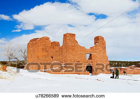 Stock Photo -  winter quarai ruins new mexico nm snow ranger. Fotosearch
