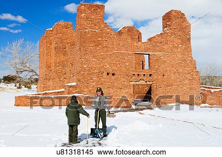 Stock Photography -  winter quarai ruins new mexico nm snow ranger. Fotosearch