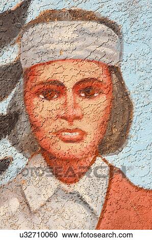 Stock Image -  woman female native american close-up mural park. Fotosearch