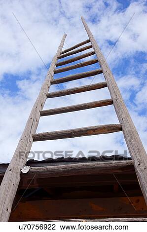 wooden ladder against sky taos new mexico nm View Large Photo Image Stock Image - wooden ladder against sky taos new mexico nm. Fotosearch