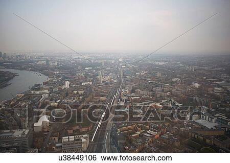 Aerial cityscape of river Thames and city, London, England, UK View Large Photo Image Stock Photograph - Aerial cityscape of river Thames and city, London, England, UK. Fotosearch