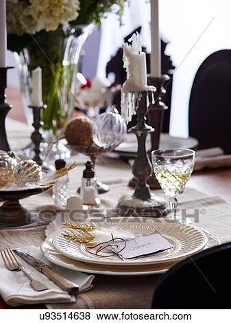 Stock Photo - Christmas table setting. Fotosearch