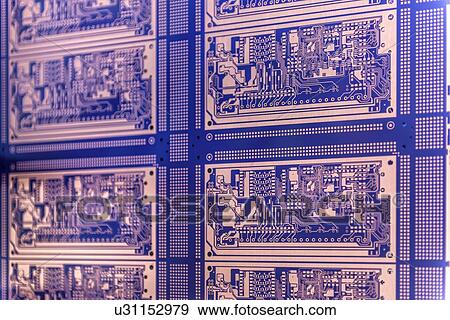 Stock Photo - Circuit board detail in circuit board factory. Fotosearch