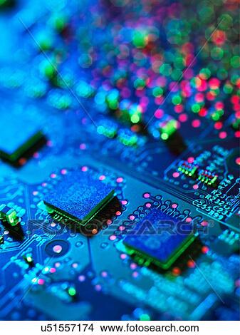 Close up detail of blue computer circuit board View Large Photo Image Picture - Close up detail of blue computer circuit board. Fotosearch