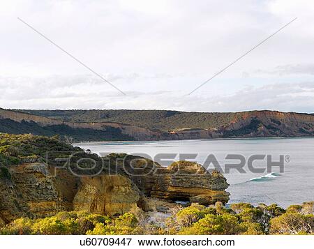 Stock Photo - Elevated coastal view, Point Addis National Park, Anglesea, Australia. Fotosearch