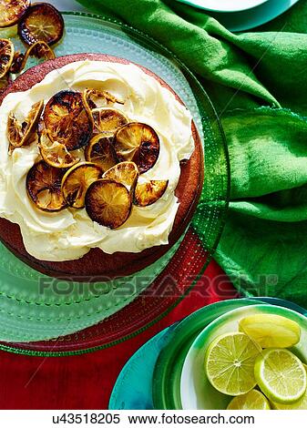 Stock Photography - Flourless Lime Almond Cake. Fotosearch