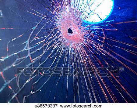 Stock Photo - Forensics evidence from broken window. Fotosearch