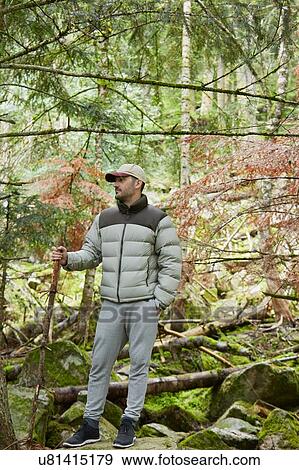 Hiker in forest, Pirineos, Aragon, Spain View Large Photo Image Stock Photo - Hiker in forest, Pirineos, Aragon, Spain. Fotosearch
