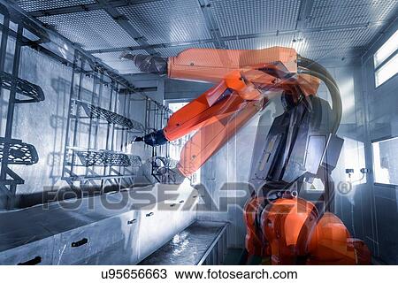 Multiple exposure of robot spray painting automotive parts in spray paint factory, close up View Large Photo Image Stock Image - Multiple exposure of robot spray painting automotive parts in spray paint factory, close up. Fotosearch