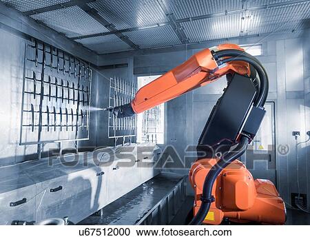 Robot spray painting automotive parts in spray paint factory View Large Photo Image Stock Image - Robot spray painting automotive parts in spray paint factory. Fotosearch
