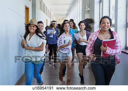 Students running down hallway, laughing View Large Photo Image Stock Image - Students running down hallway, laughing. Fotosearch