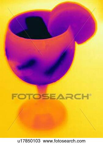 Stock Image - Thermal image of cocktail in glass. Fotosearch