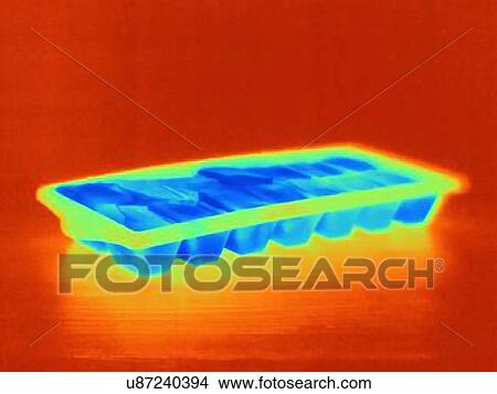 Picture - Thermal image of tray of ice cubes. Fotosearch