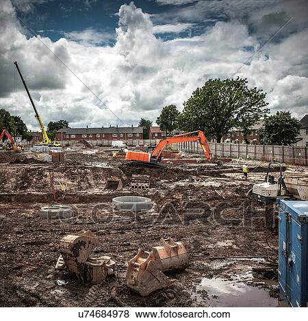 Stock Photo - Tractor on construction site. Fotosearch
