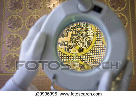 Yellow circuit board under inspection magnifier in circuit board factory View Large Photo Image Stock Photography - Yellow circuit board under inspection magnifier in circuit board factory. Fotosearch