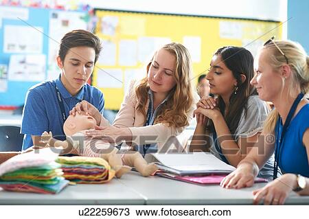 College students in Childcare class View Large Photo Image Stock Image - College students in Childcare class. Fotosearch